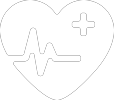 Icon von einem Herz mit Herzschlag und medizinischem Kreuz